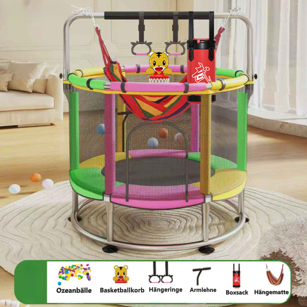 Trampolin Rund Kinder Sicherheitsnetz Boxsack Basketball Schaukel