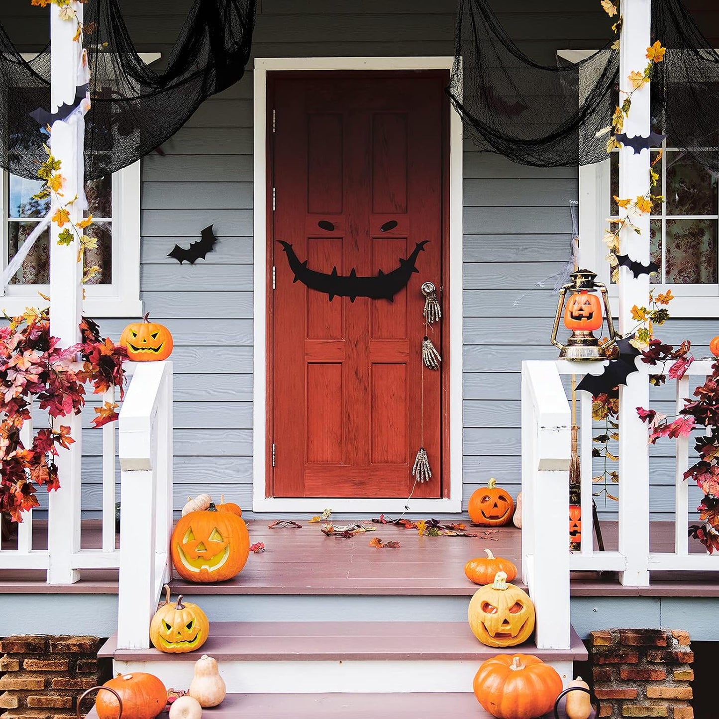 Decorazione di Halloween Tenda in Tessuto Elasticizzato con Ragnatela Spaventosa