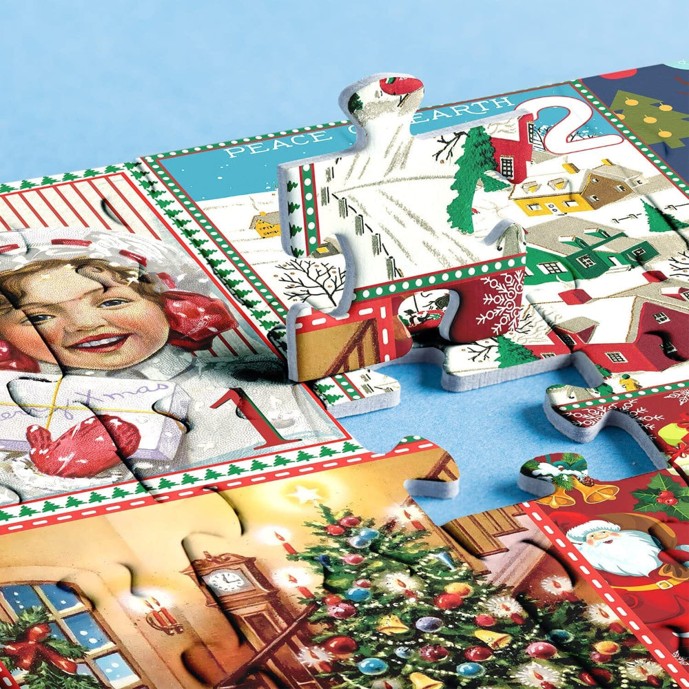 Adventskalender Puzzle Set Retro Weihnachtsmotiv