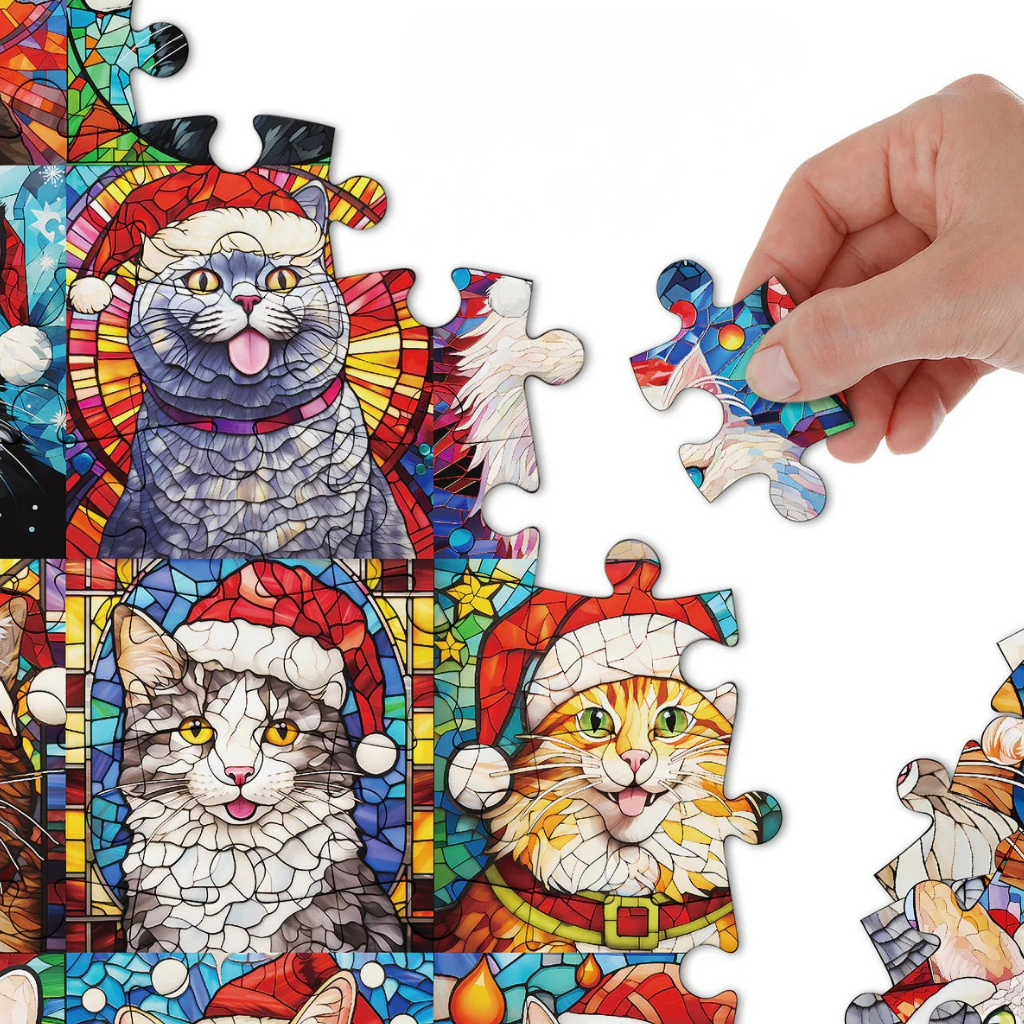 Adventskalender Puzzle Weihnachtliches Katzenmotiv 1000 Teile