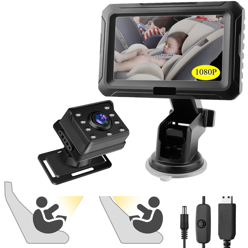 Caméra bébé voiture moniteur HD surveillance siège arrière sécurité