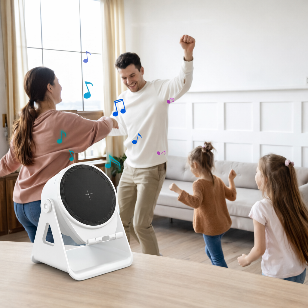 Haut-parleur Bluetooth haut-parleur à induction support téléphone lumière LED