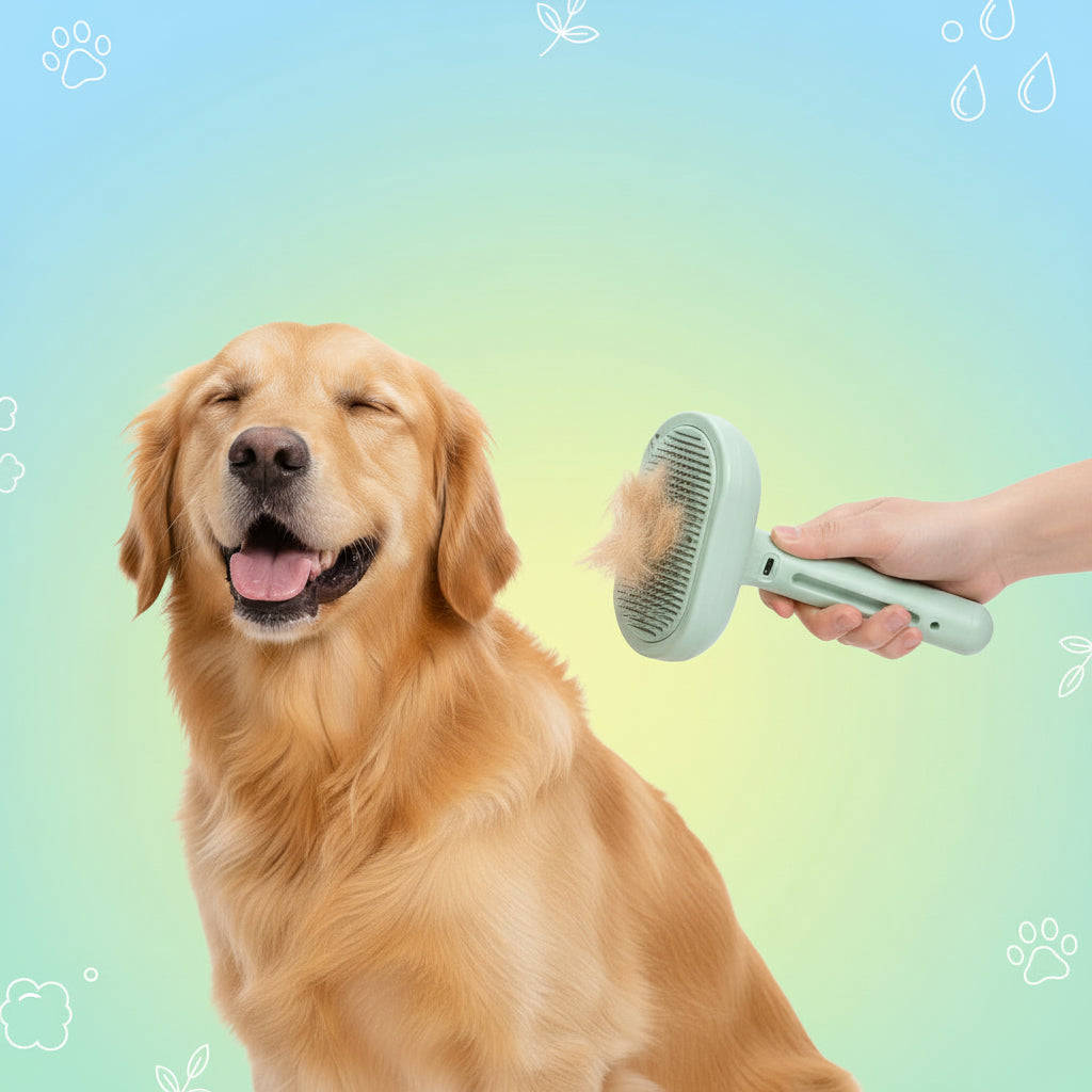 Spazzola Massaggiante per Animali Rimozione Pelo con Un Click Nebbia Spray