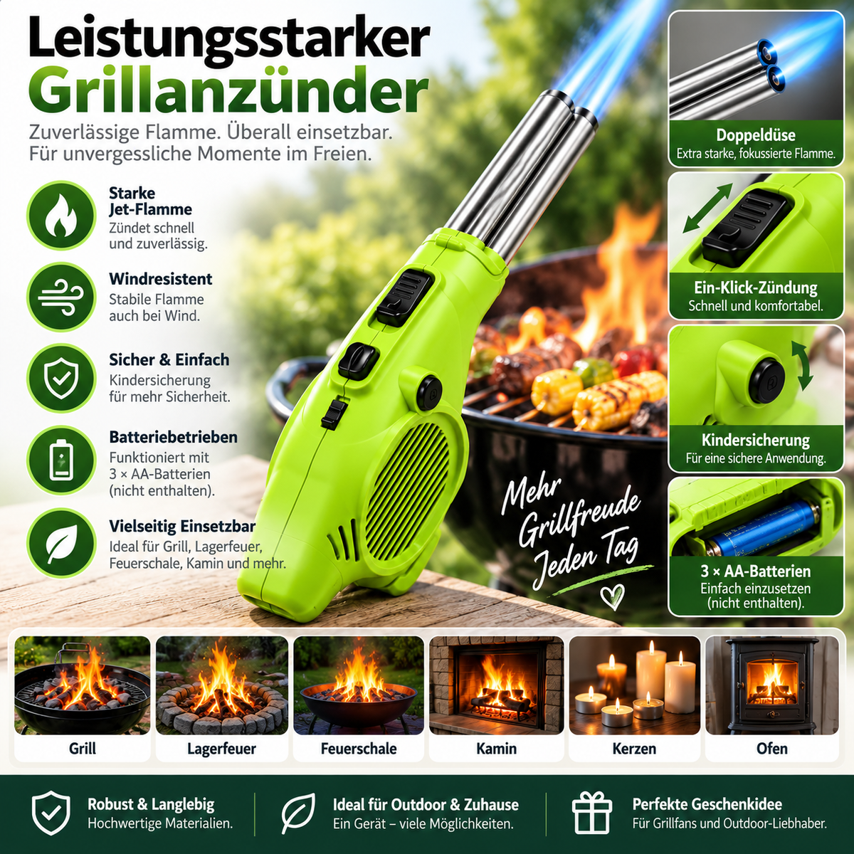 Butan Feuerzeug Grillanzünder Gasbetriebene Flamme
