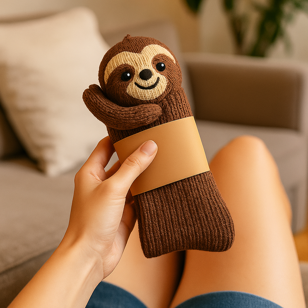 House socks non-slip warm plush microfiber 3D animal motif unisex