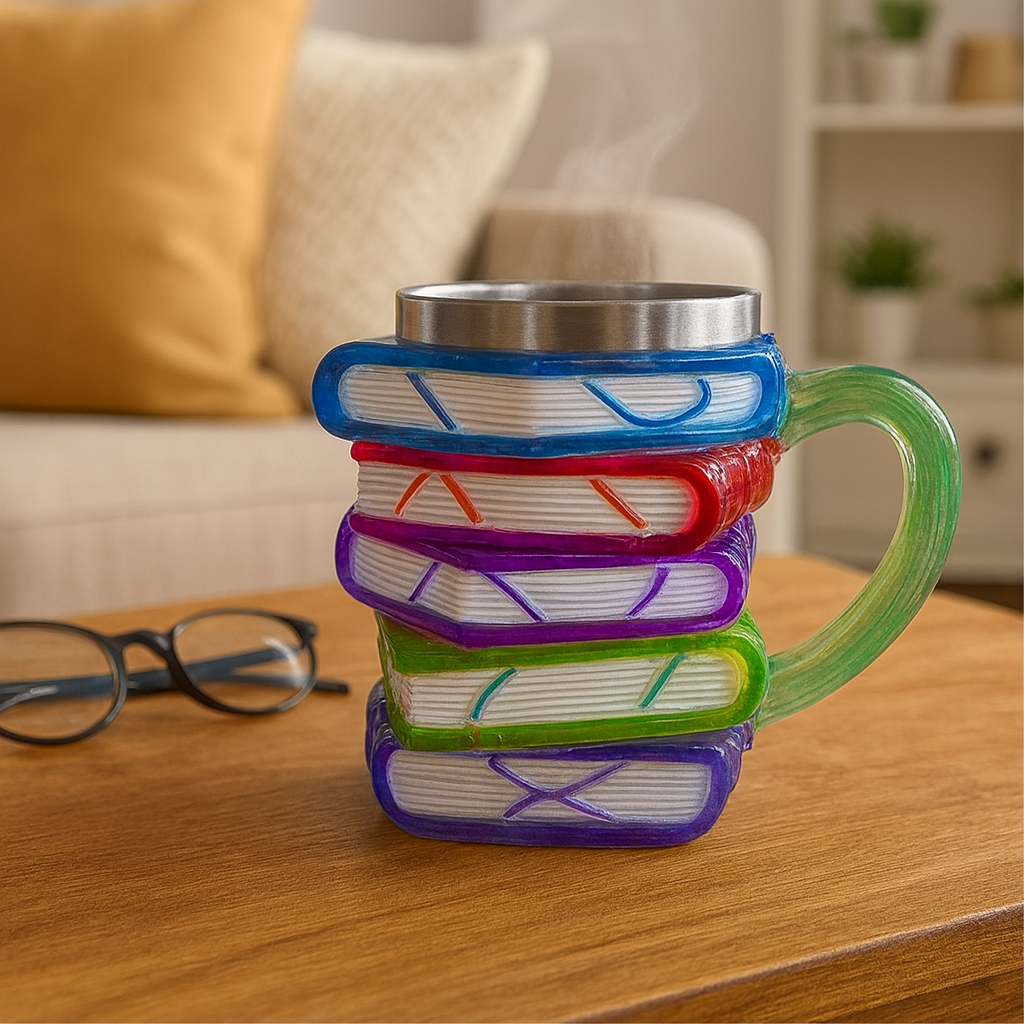 Kaffeetasse Buchdesign Vintage Kunstbecher Resin Edelstahl