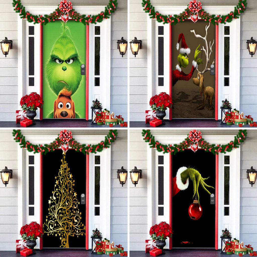 Christmas decoration for the front door Festive door film Reusable