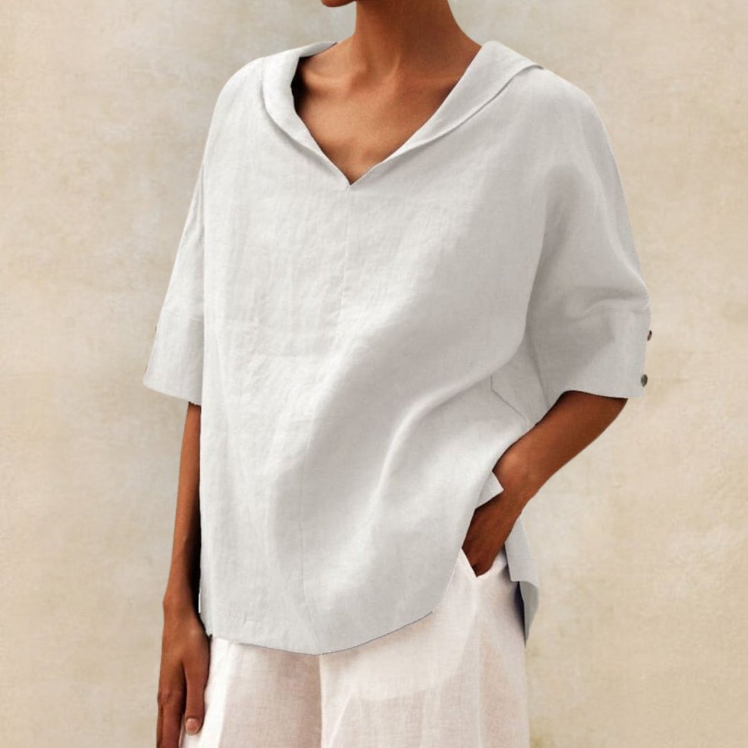 Camicia da donna con scollo a V ampio, top casual