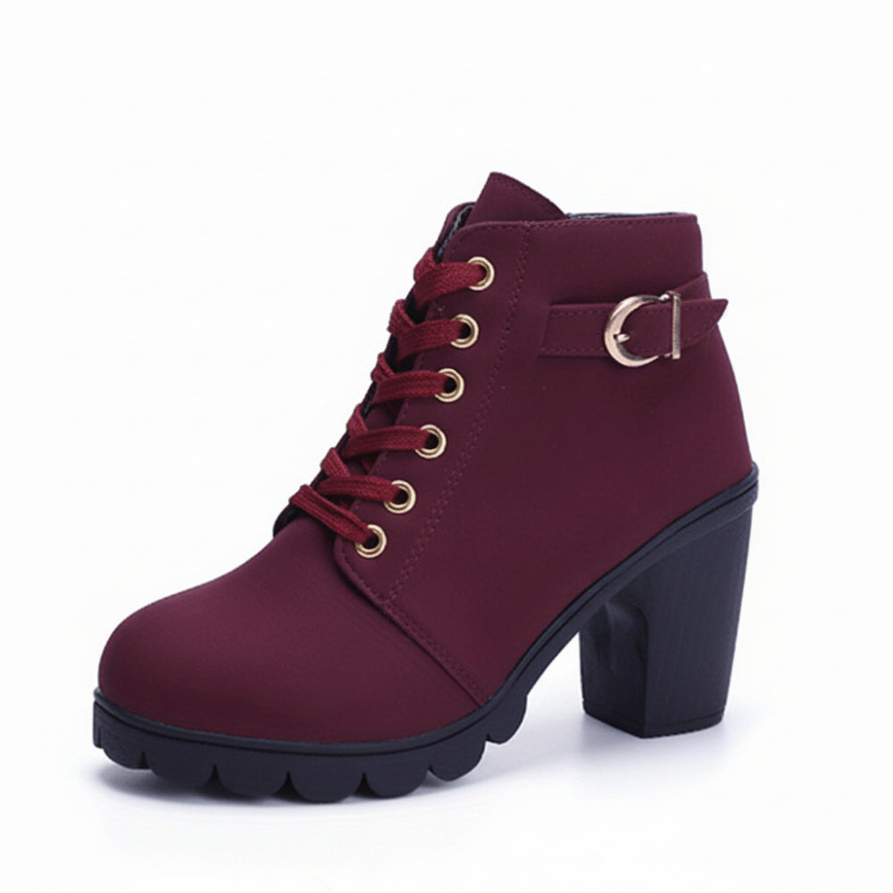 Damen Stiefeletten Absatzstiefel Schnürboots Alltag Freizeit