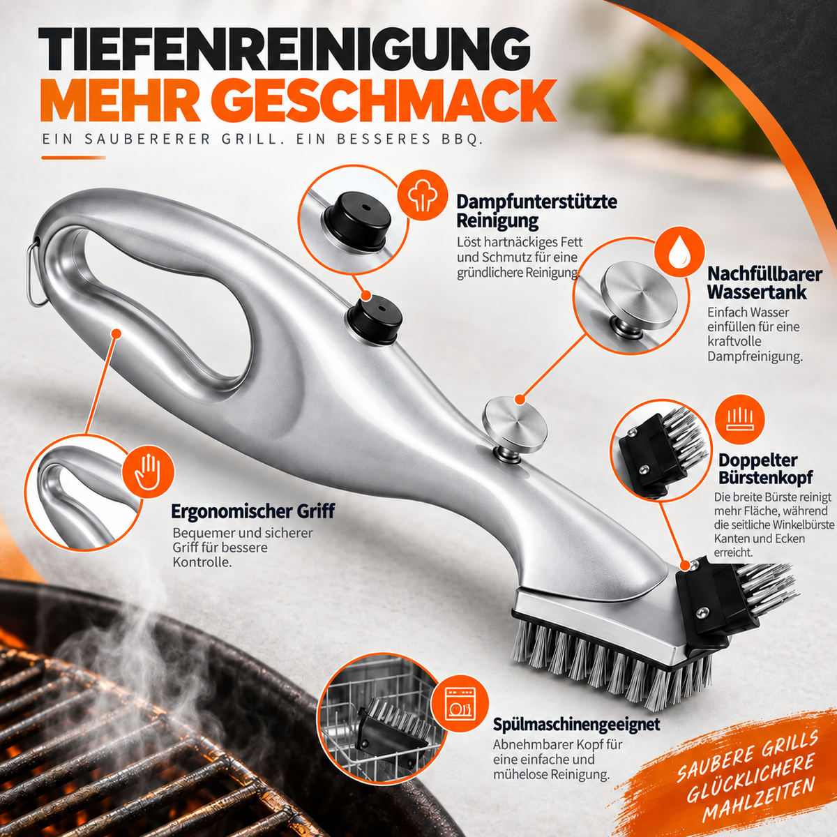 Dampfreinigungsbürste Für Grill Bbq Reinigungsbürste Rund