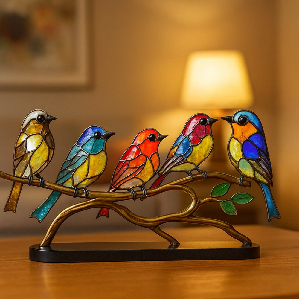 Decorative Figurine Glass Sculpture Bird Colorful Handmade Home Decor