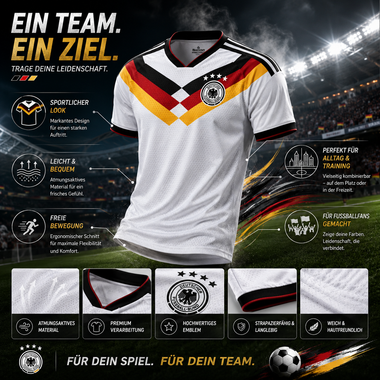 Camiseta Fútbol Hombre Selección Manga Corta Deportivo