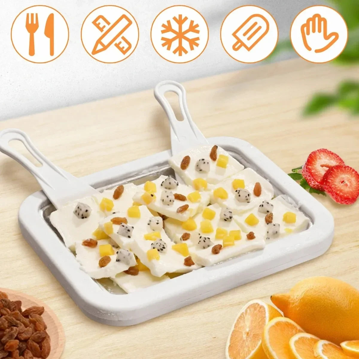 Ice cream machine roll ice plate dessert kitchen accessories