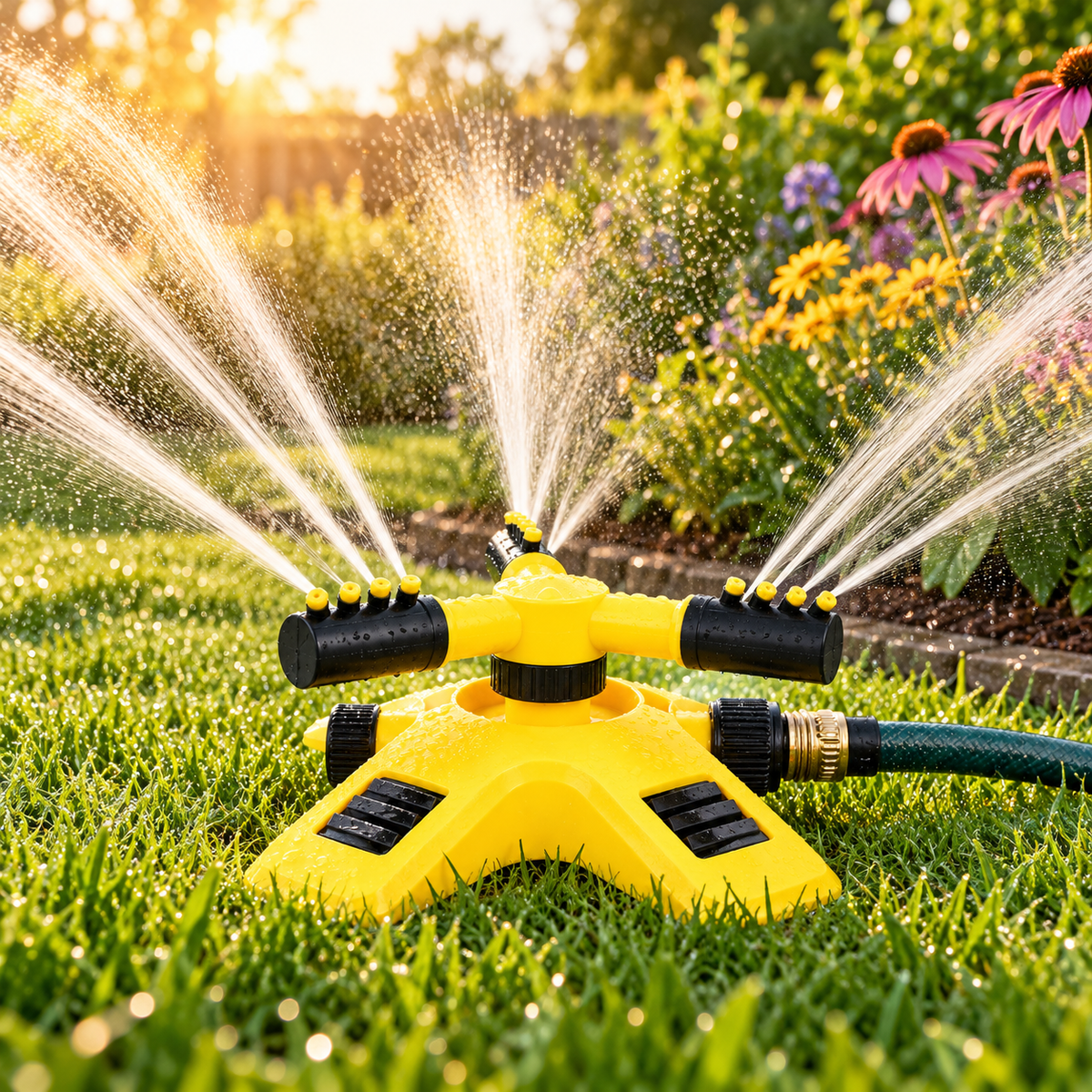Gartensprinkler Mit Gleichmäßiger Abdeckung Roter Sprinkler