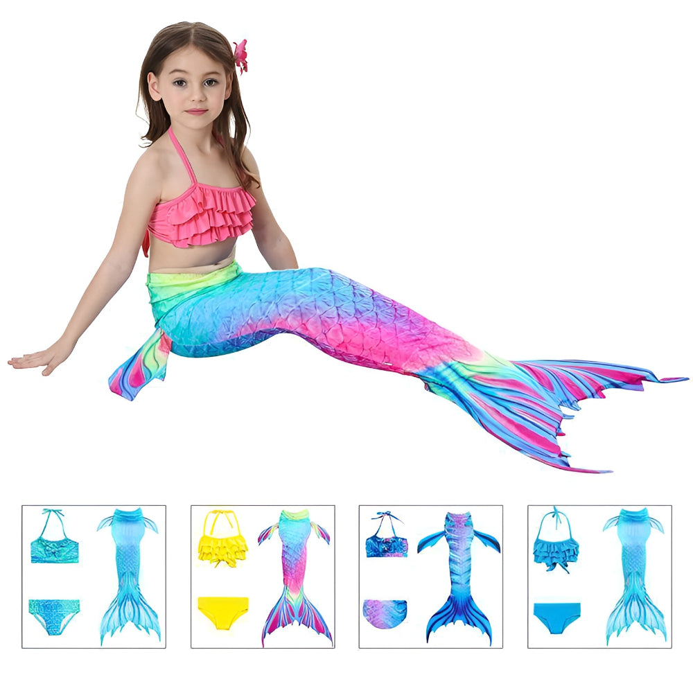 Bañador sirena para niños traje de baño de tres piezas para niñas