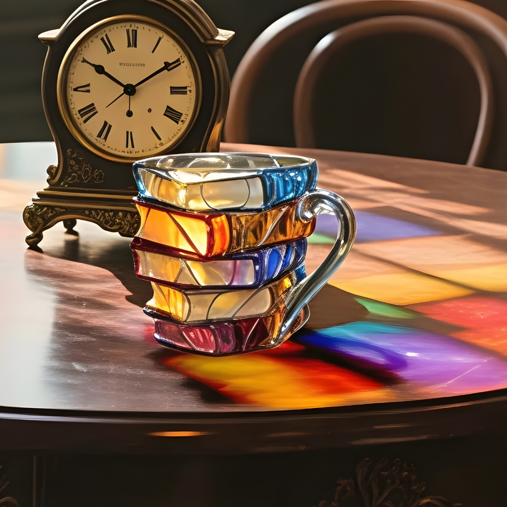 Glass coffee cup 3D book design handmade tea cup gift idea