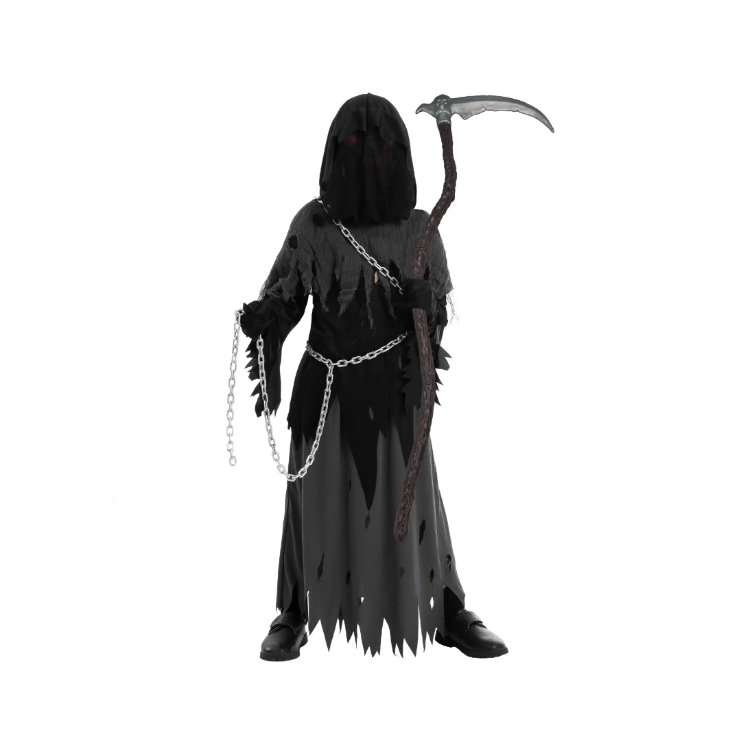 Disfraz de Halloween para niños, conjunto de capa de segador
