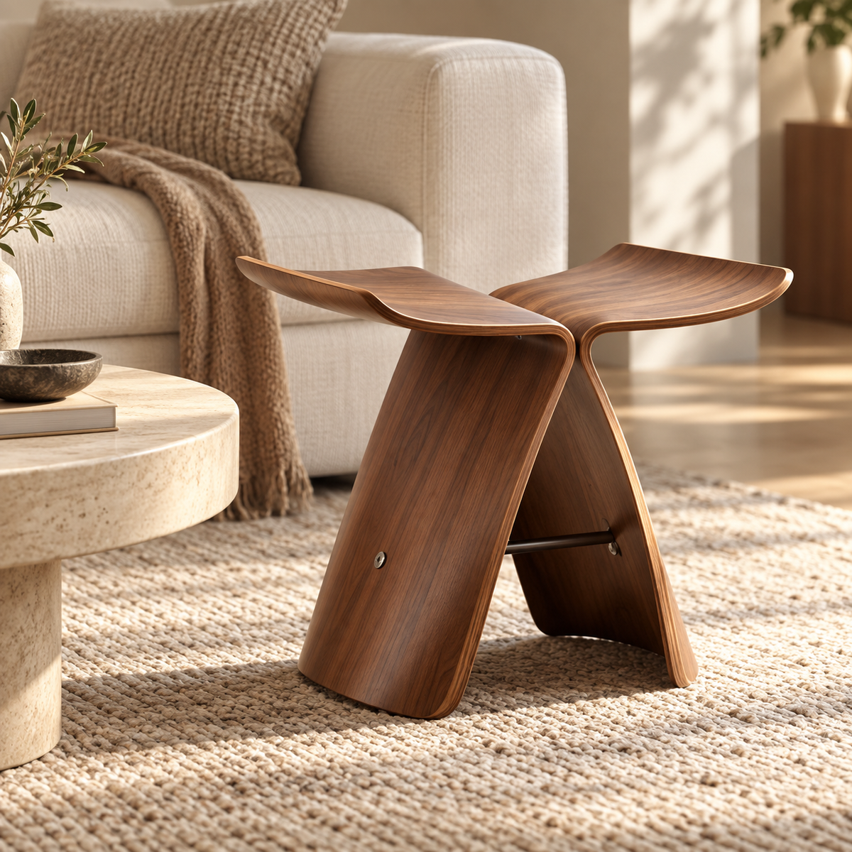 Handgemachter Holzhocker Stuhl Aus Holz Modernes