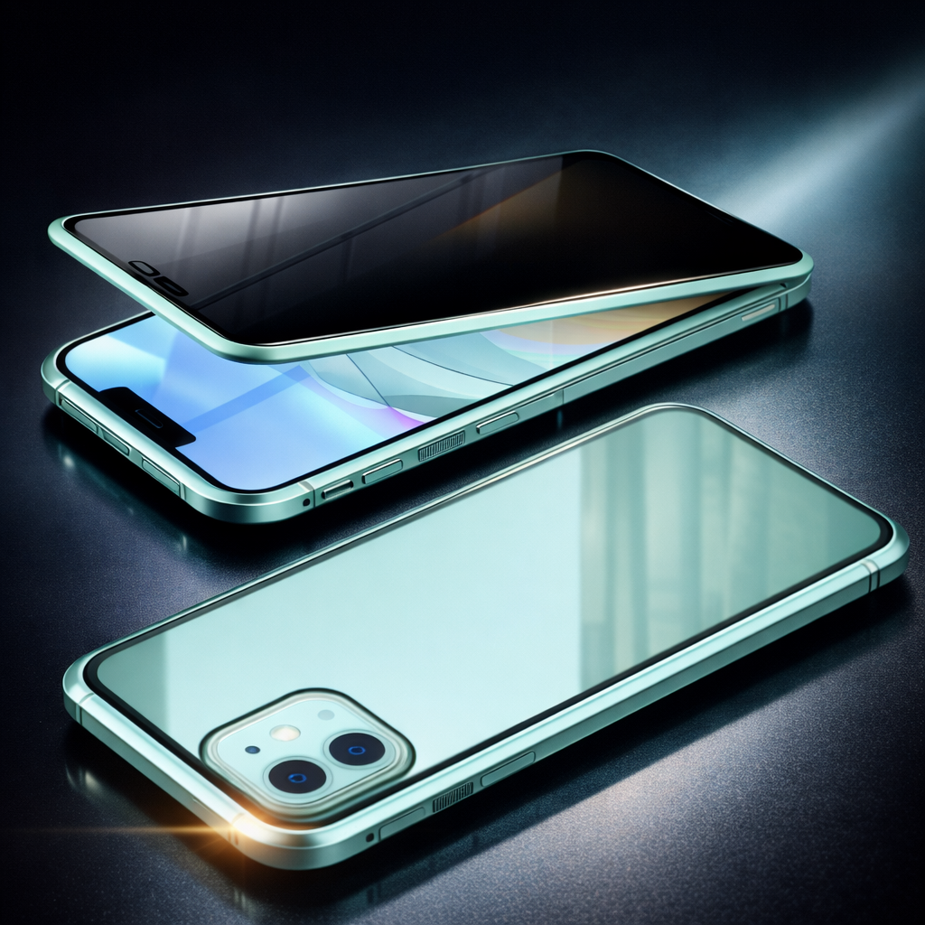 Handyhülle Magnetisch Privacy Glas Metallrahmen Rundumschutz