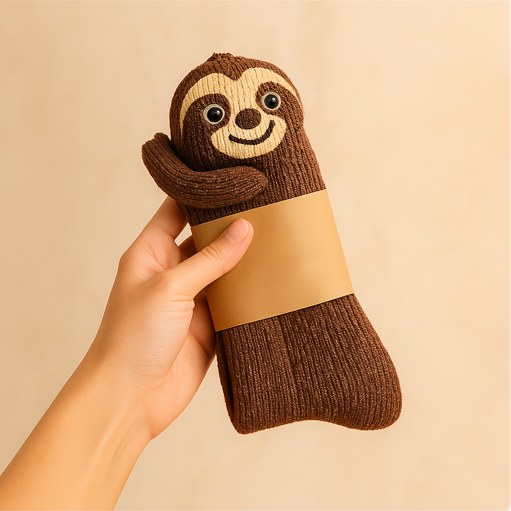 House socks warm anti-slip animal motif plush microfiber socks