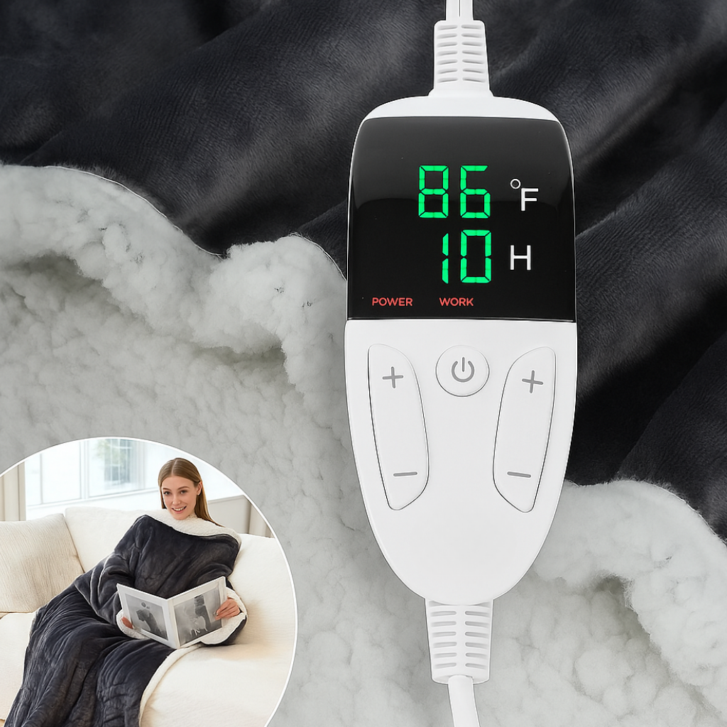 Electric Heating Blanket Portable Fleece Sherpa Cozy Blanket Warm