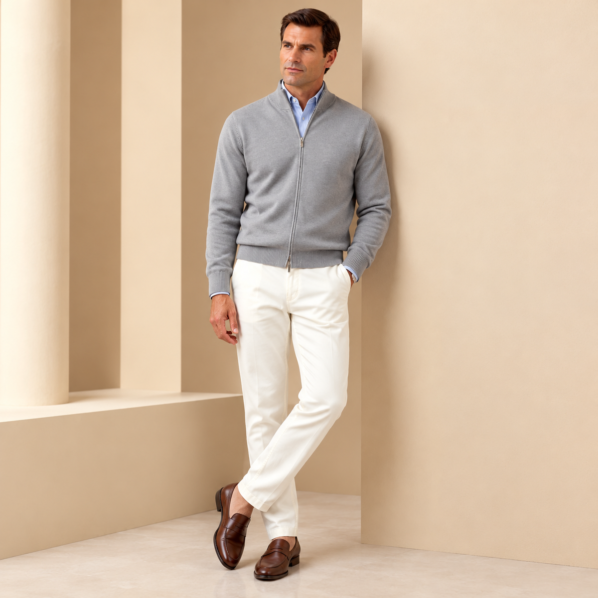 Herren Eleganter Für Männer Zip-Front Cardigan | Cardigan Mit
