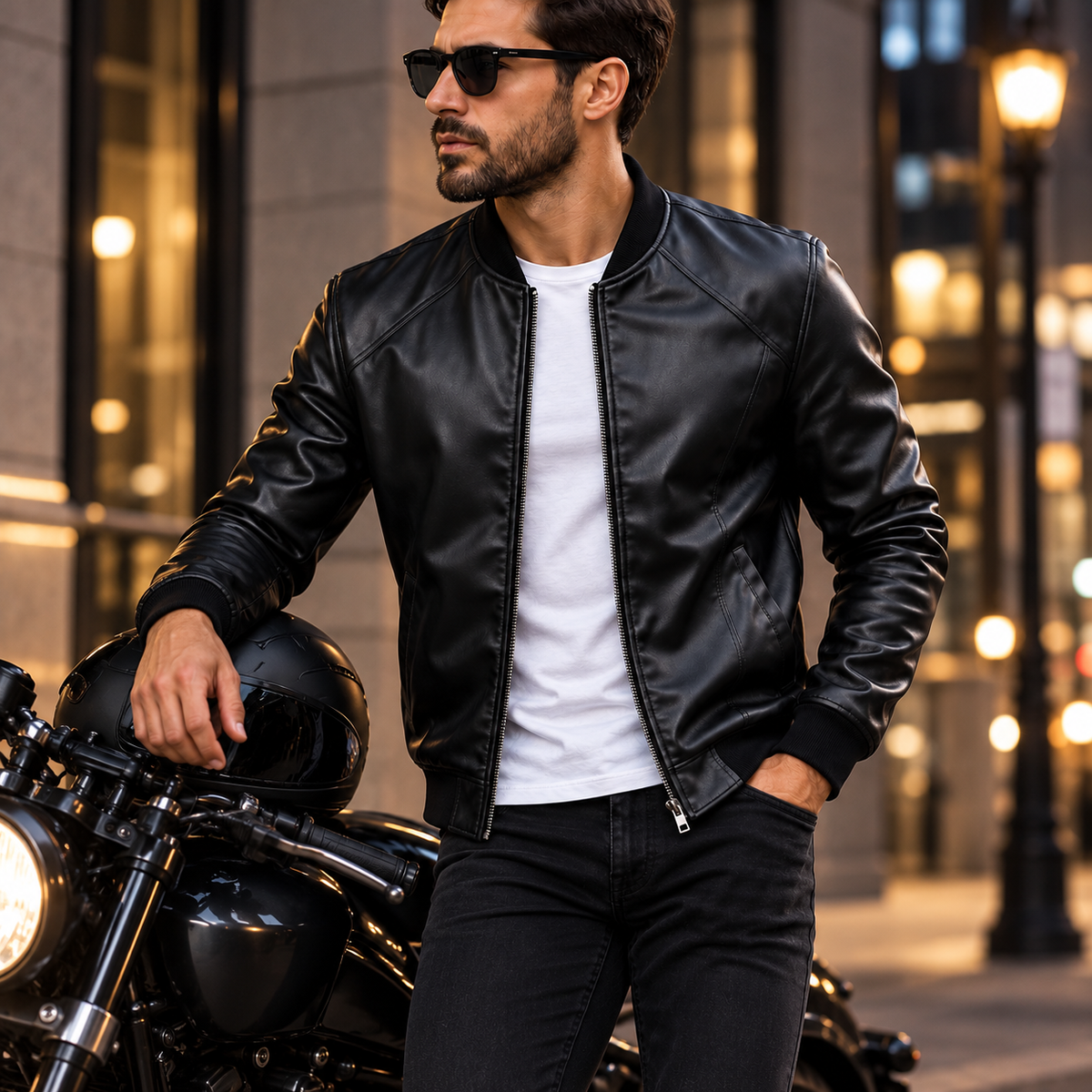 Herren Glänzende Bomberjacke Slim Fit Jacke | Freizeitkleidung