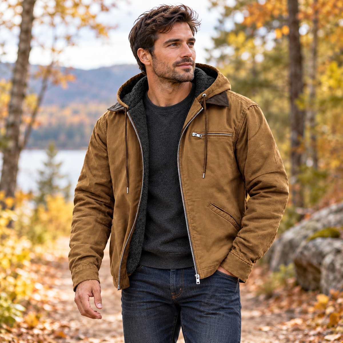 Herren Outdoorjacke Mit Kapuze Herrenjacke Für Kaltes Wetter