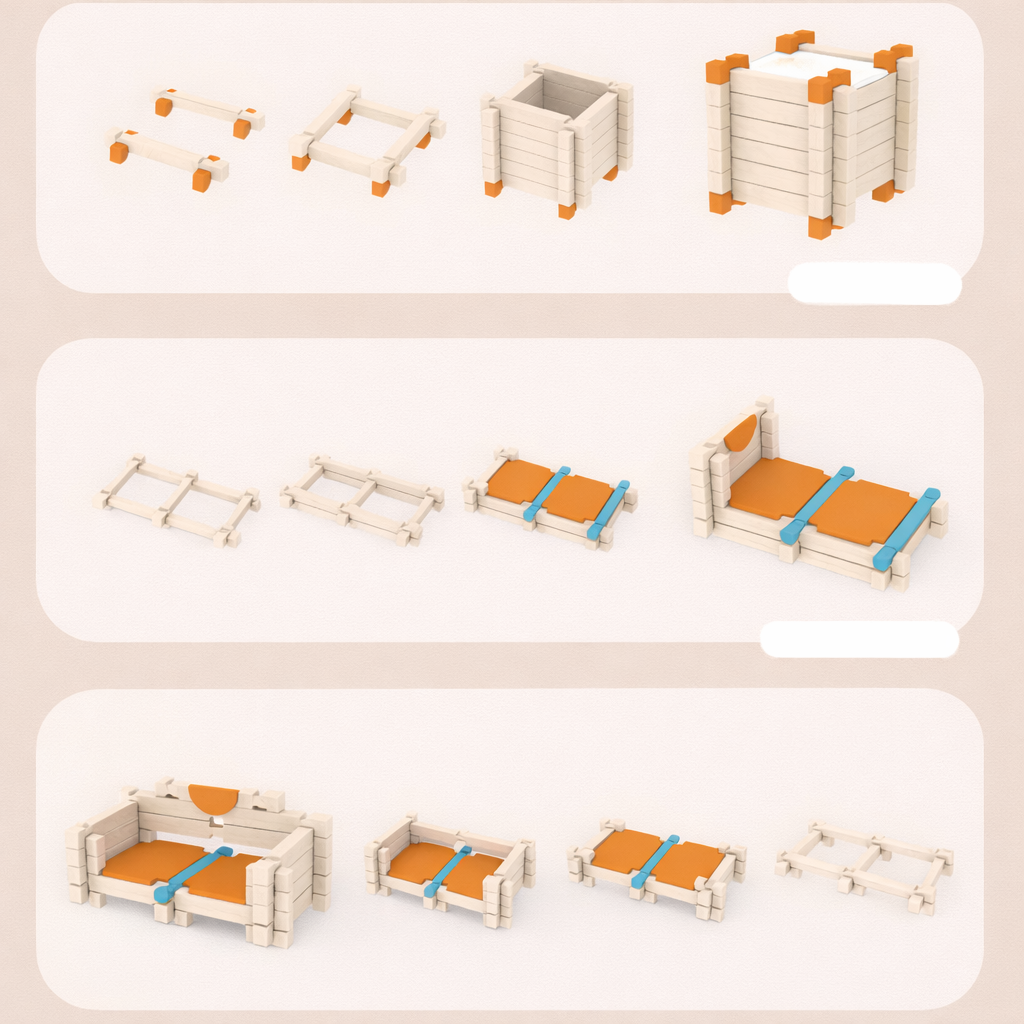 Wooden Toy Building Blocks Montessori Learning Toy Kids