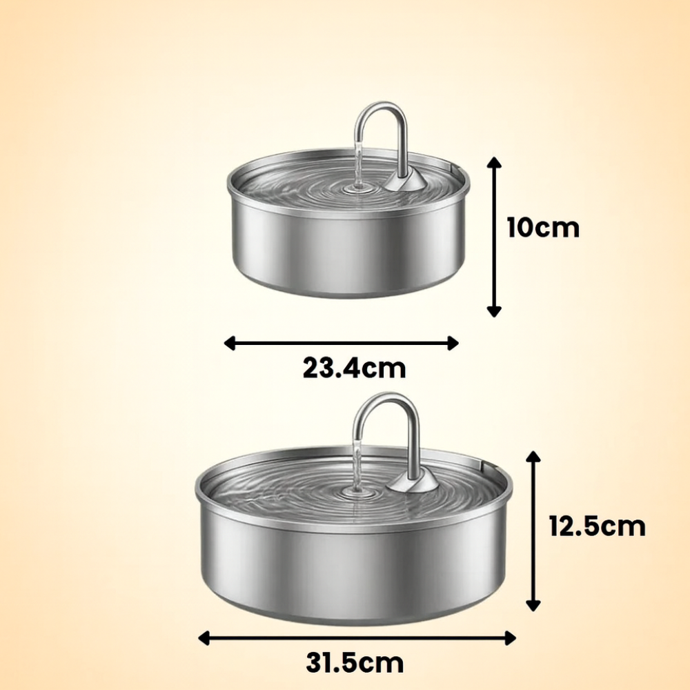 Dog Drinking Fountain Stainless Steel Automatic Quiet Hygienic Bowl