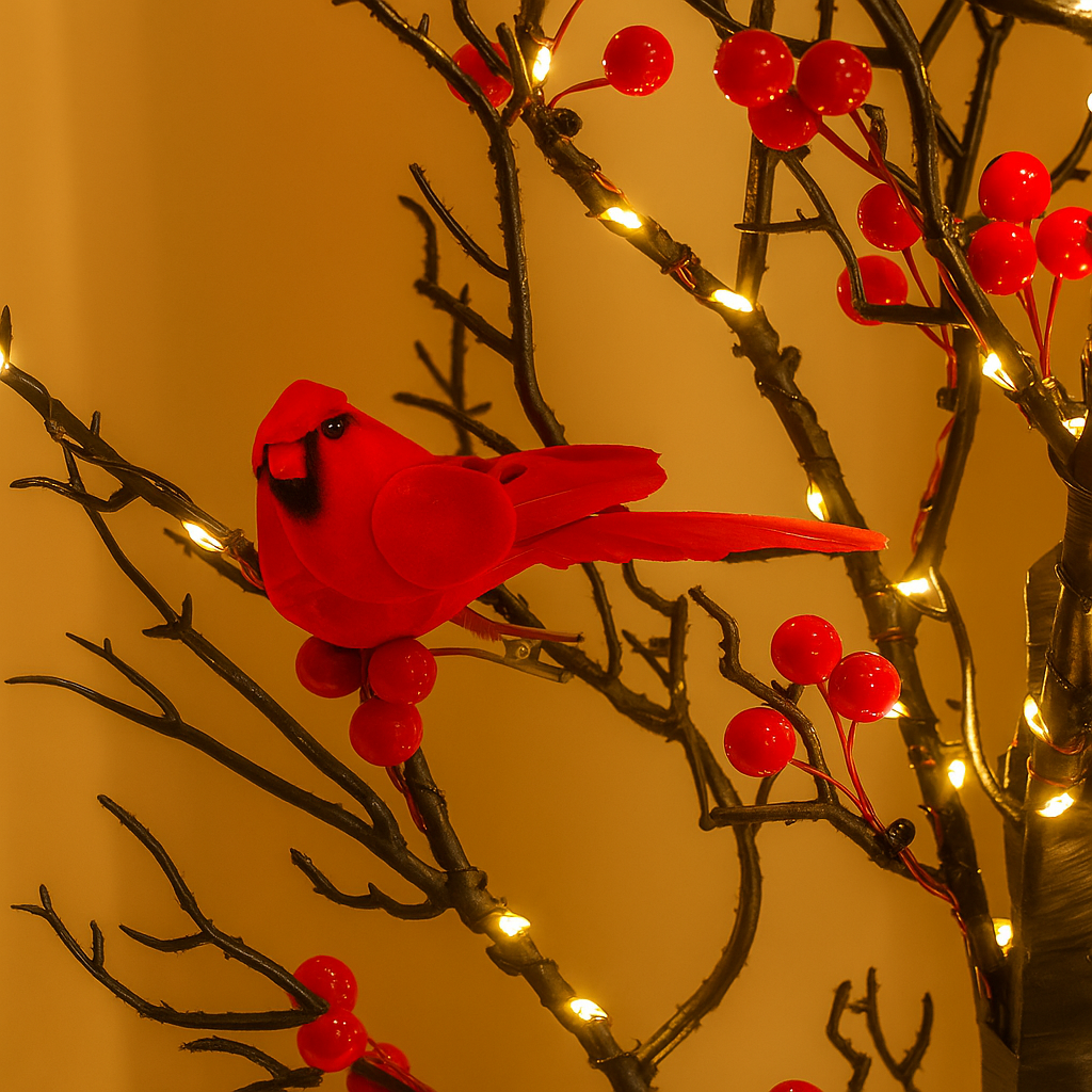 Künstlicher Weihnachtsbaum Tischdeko Lichter Vögel
