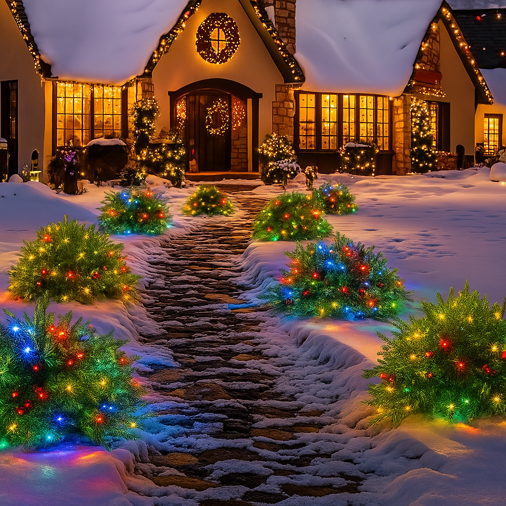 Artificial Christmas Tree Urn Filler LED Light Winter Decoration