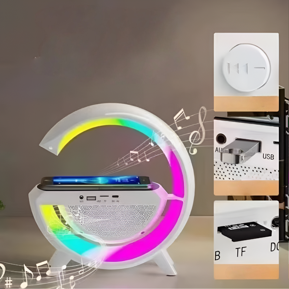 Cargador inalámbrico con reloj LED y luz