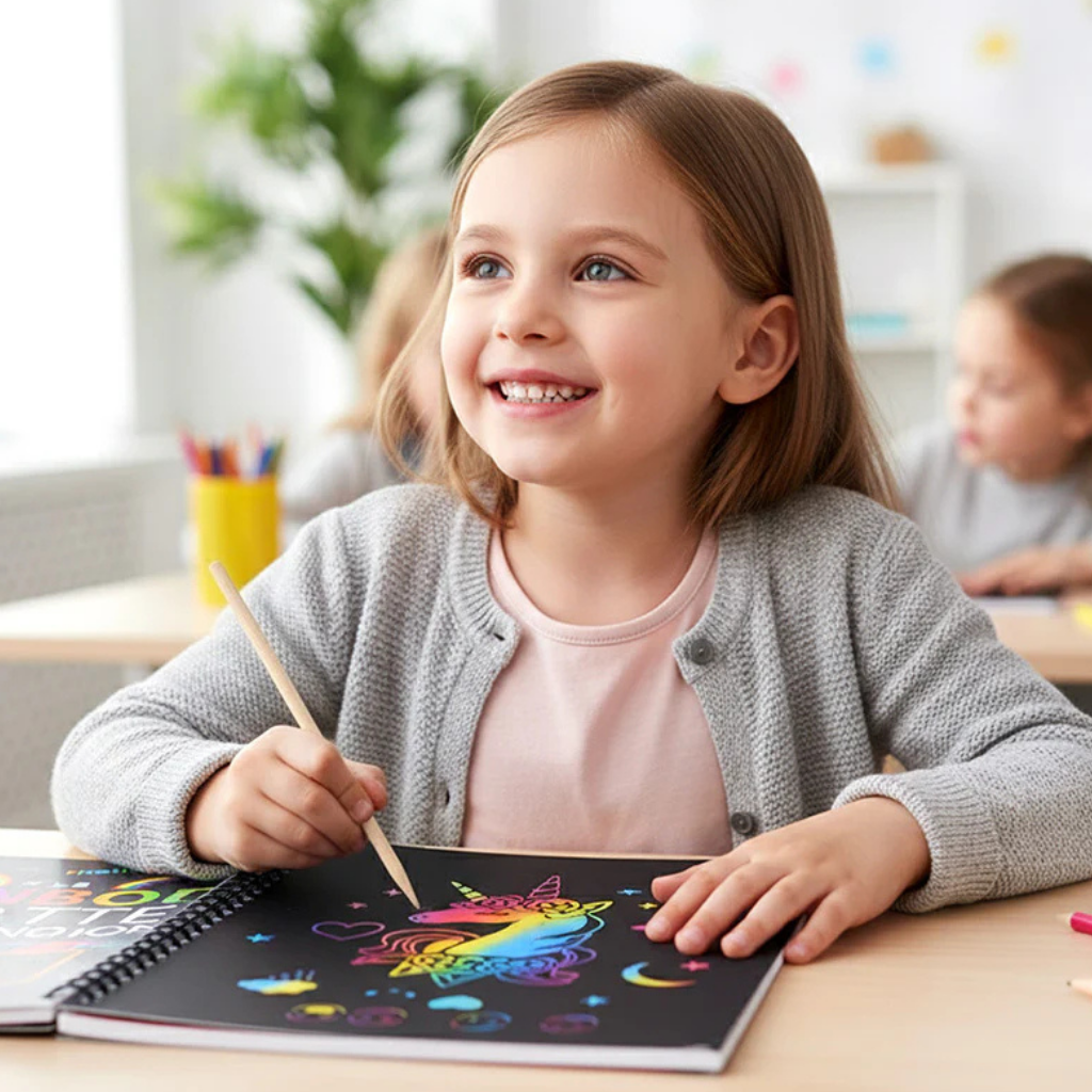 Scratch Paper Craft Set Children Rainbow Art Creative Toy