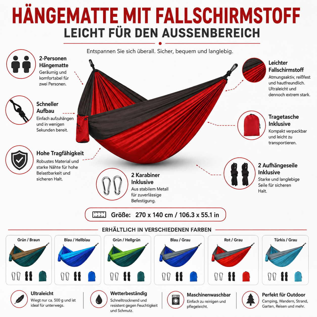 Leichte Hängematte Für Den Außenbereich Mit Hoher Tragfähigkeit