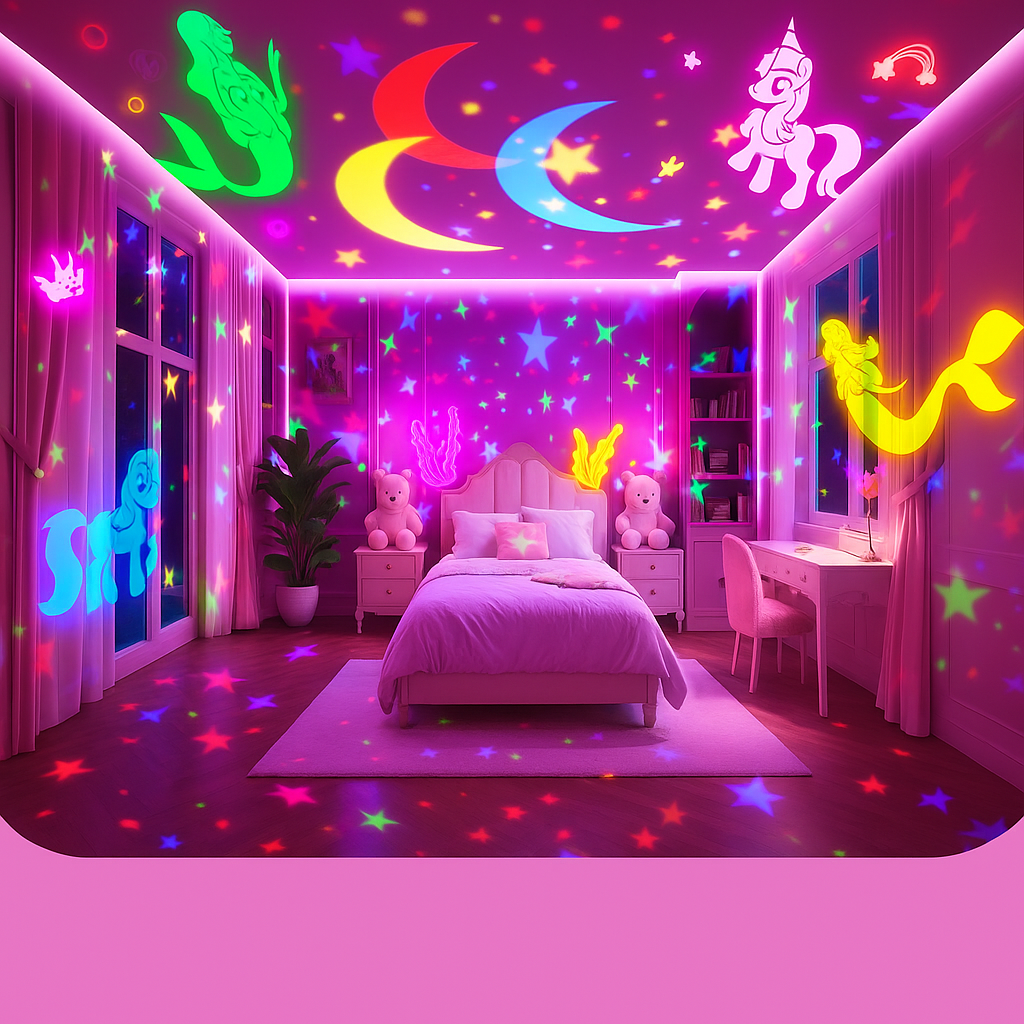 Night Light Projector Unicorn Children Music Starry Sky Gift