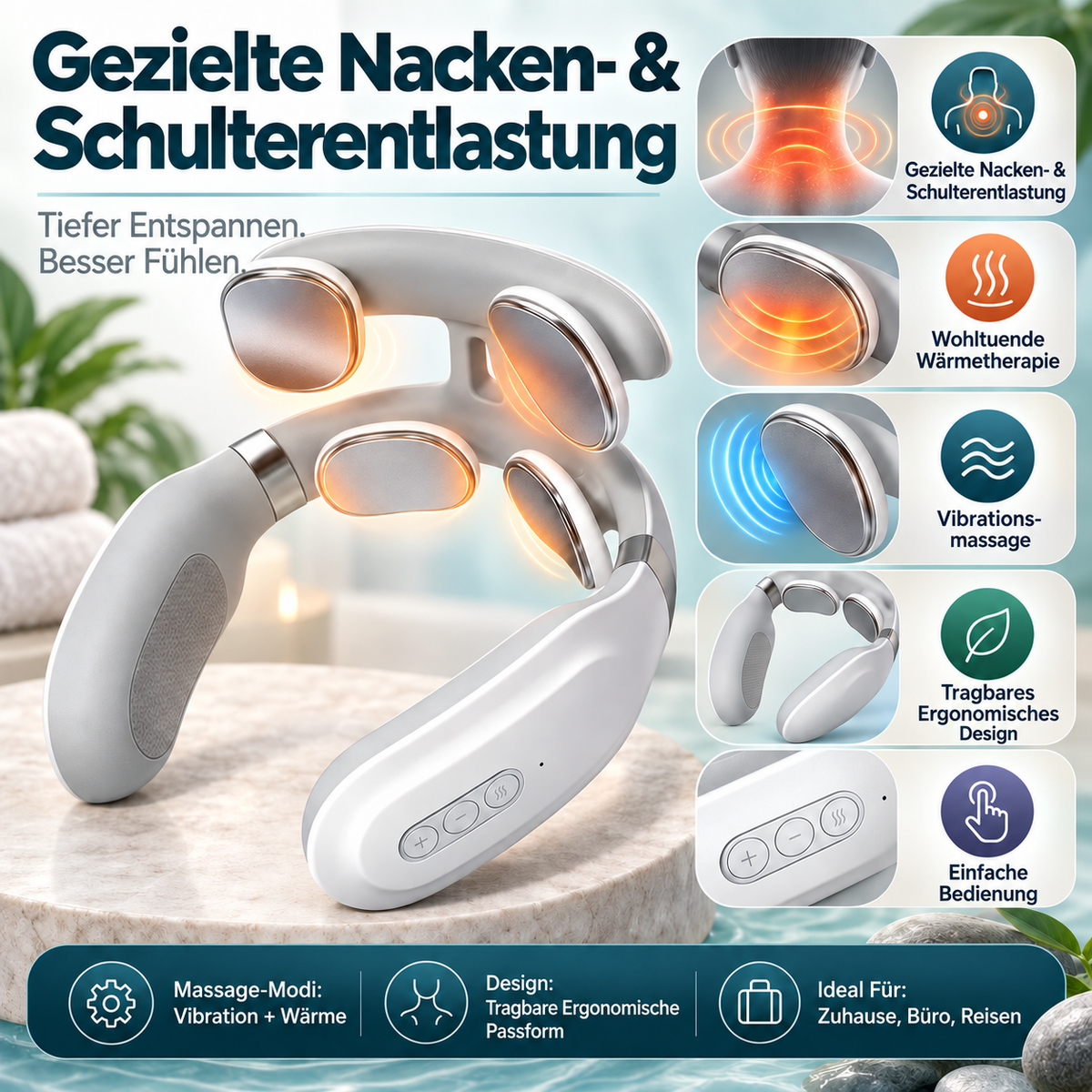 Nackenmassagegerät Mit Wärmetherapie Zuhause Smart Büro