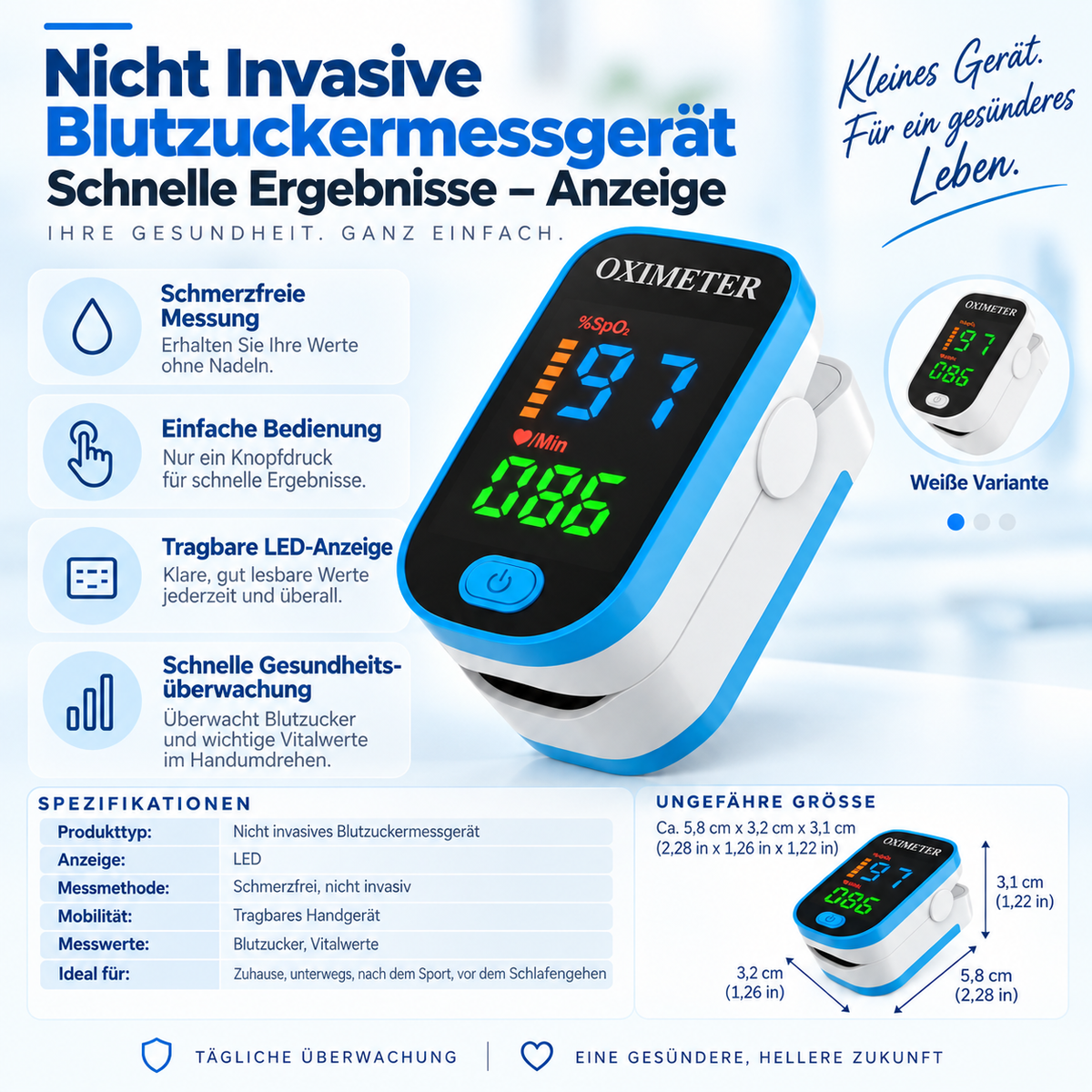 Nicht Invasive Blutzuckermessgerät Schnelle Ergebnisse Anzeige