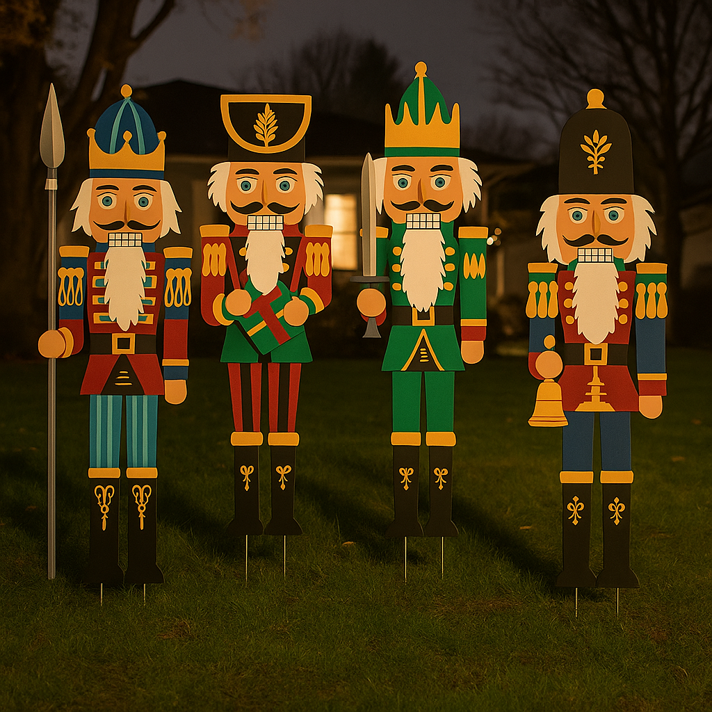 Outdoor Christmas Decoration Nutcracker Figures Garden Stand