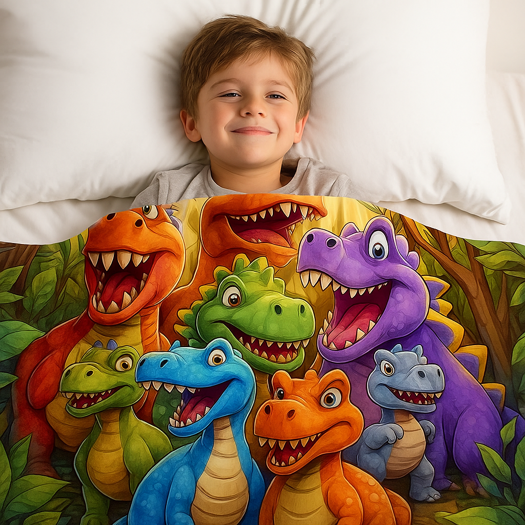 Personalized Dinosaur Cuddle Blanket Soft Gift Blanket
