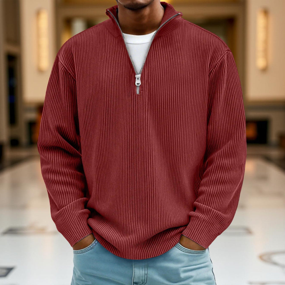 Pullover Men Sweater Half-zip Warm Light Comfortable Casual