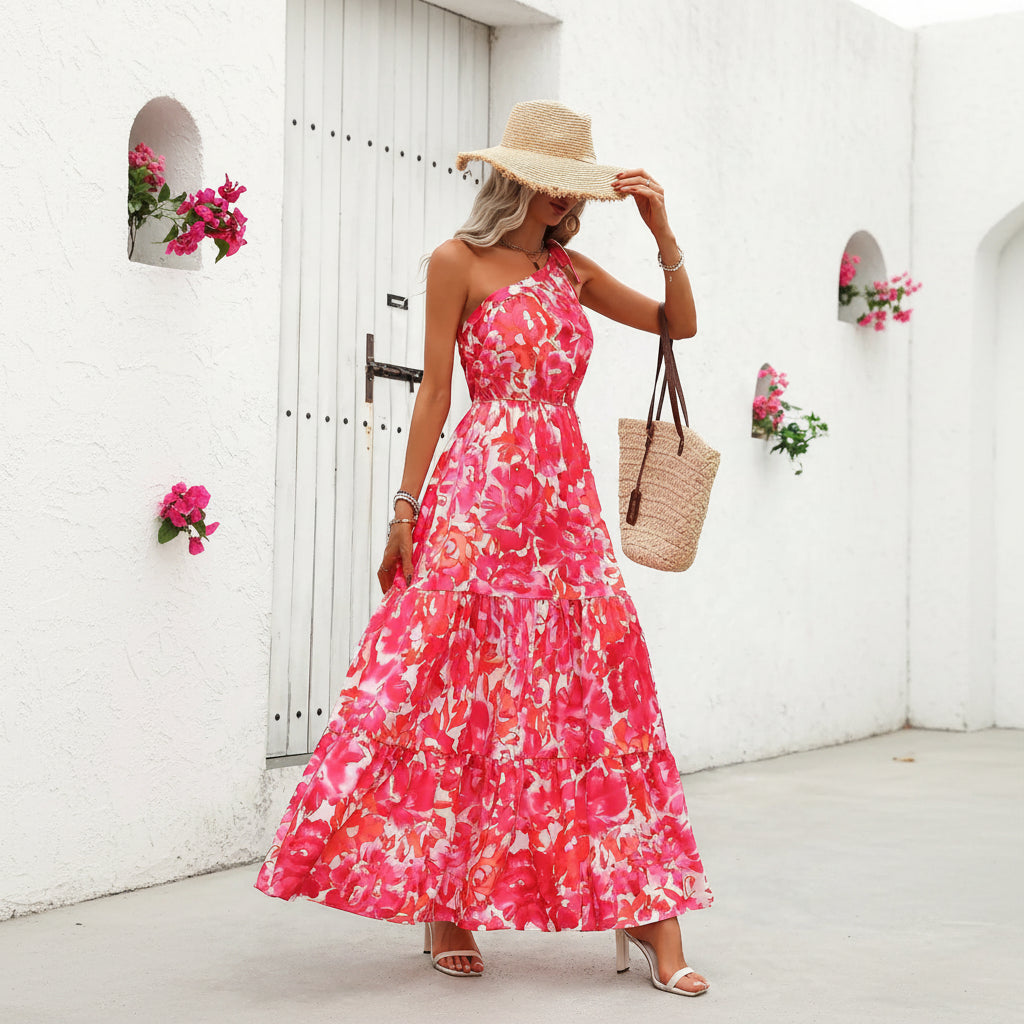 Robe Été Femme Sans Manches Ruffle Ourlet Vêtement Décontracté Confortable