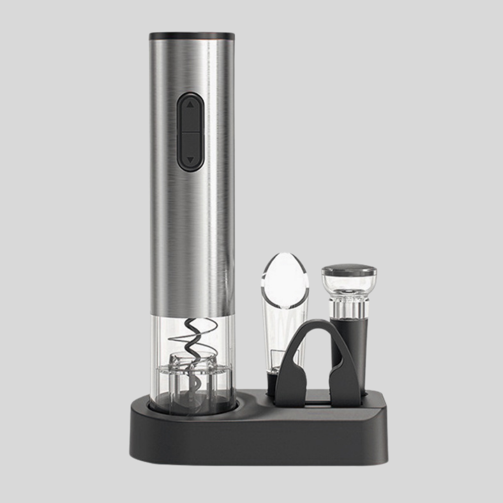Set apribottiglie vino elettrico versatore chiusura sottovuoto
