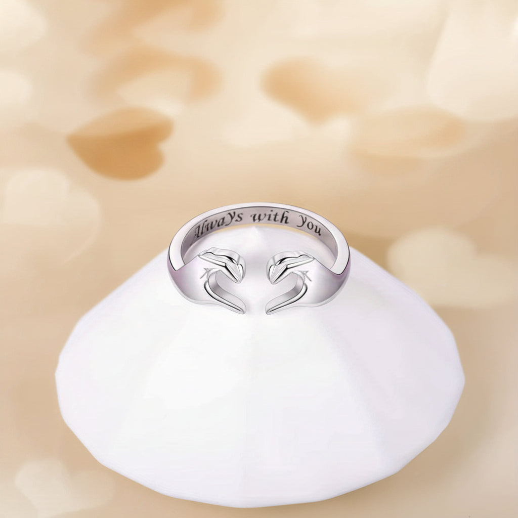 Bague argentée motif cœur Bijou romantique