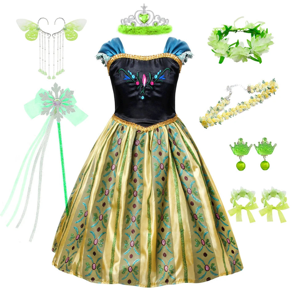 Déguisement de princesse Halloween avec robe à manches bouffantes et ensemble d'accessoires