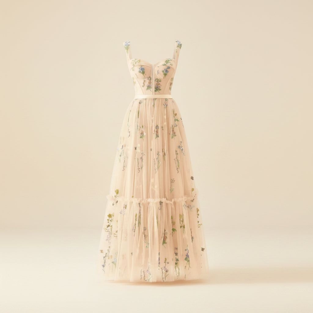 Abito Estivo Lungo Donna Elegante Floreale Cerimonia