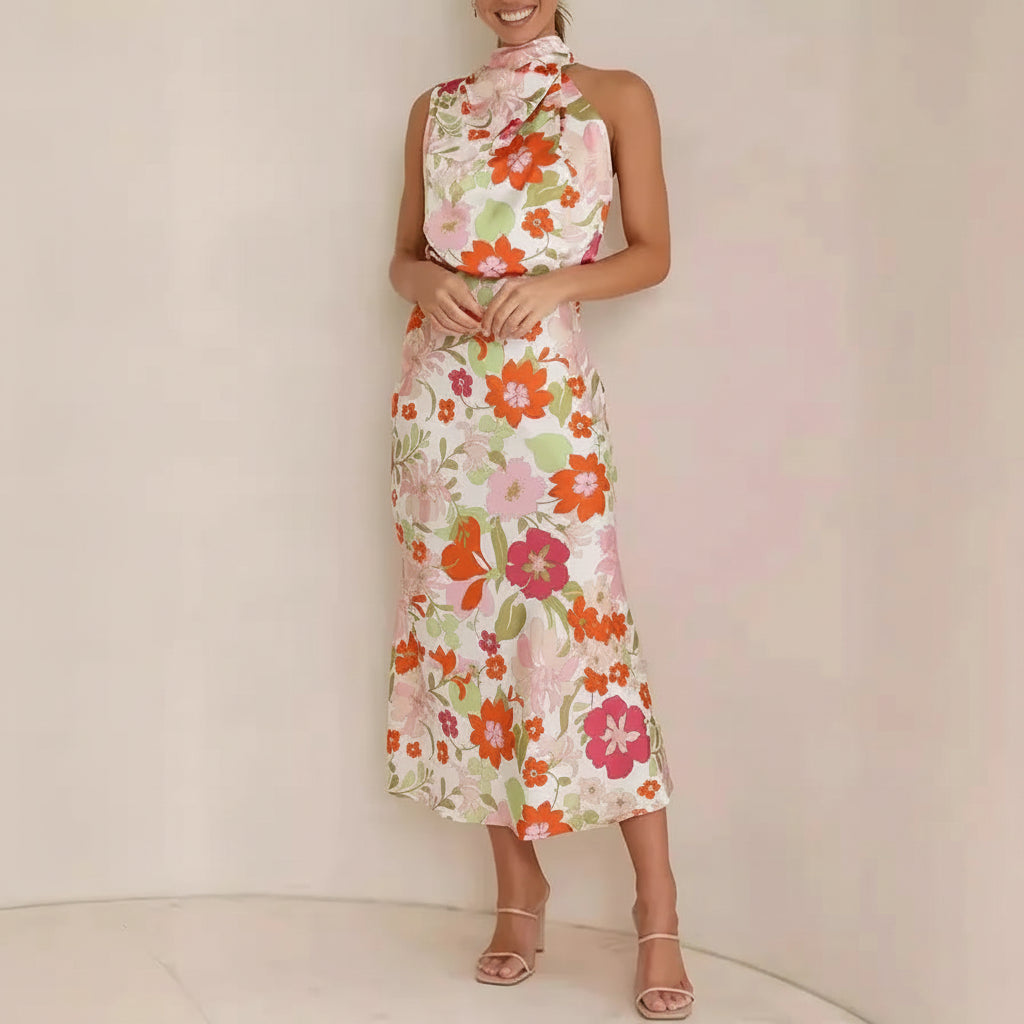 Womens Summer Dress Floral Backless Long Maxi Evening Dress