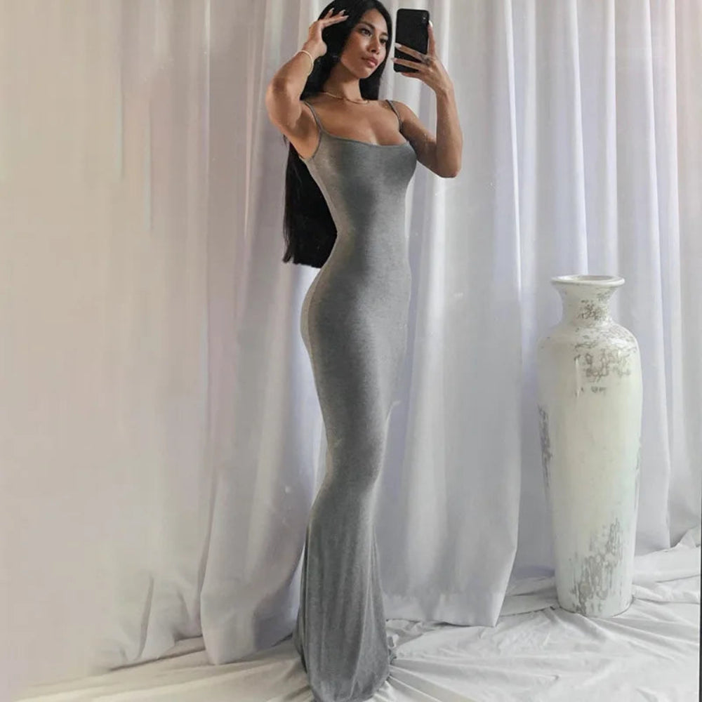 Robe Femme Longue Ajustée Slim Casual Été Quotidien