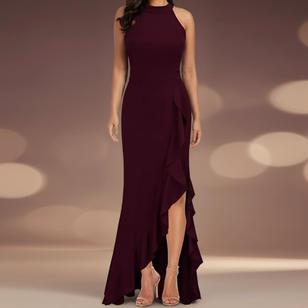 Vestido Mujer Largo Con Abertura Sin Mangas Elegante Verano