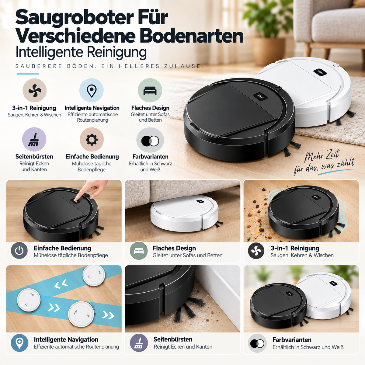Saugroboter Für Verschiedene Bodenarten Intelligente Reinigung